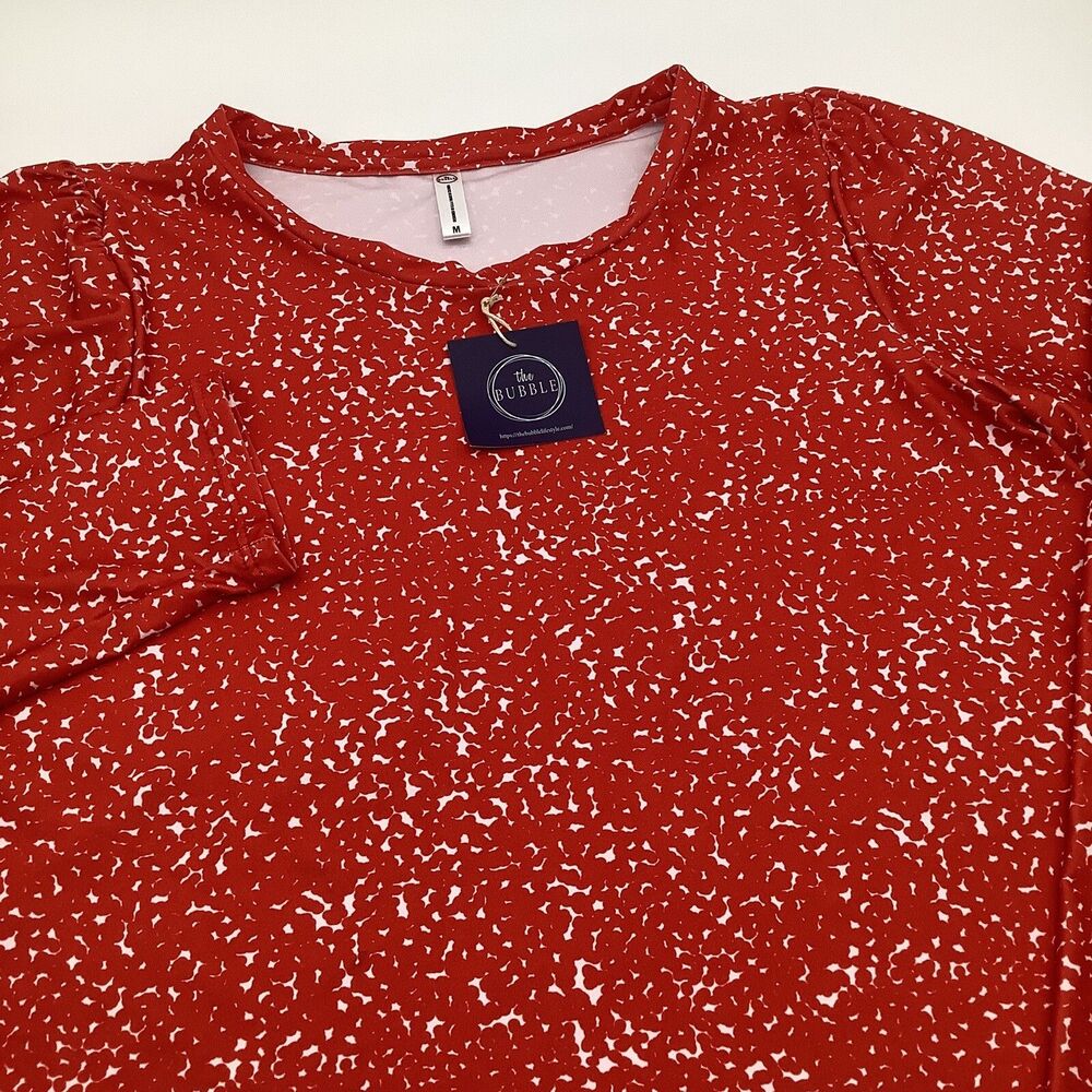 The Bubble Womens Crew Long Sleeve Top‎ Red Size Medium NWT